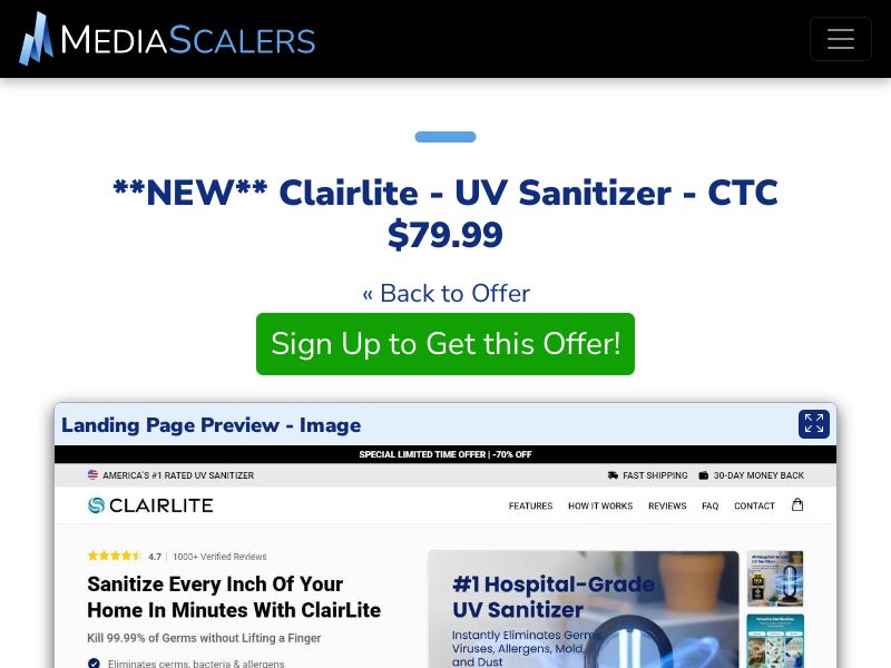 Clairlite UV Sanitizer Produkt
