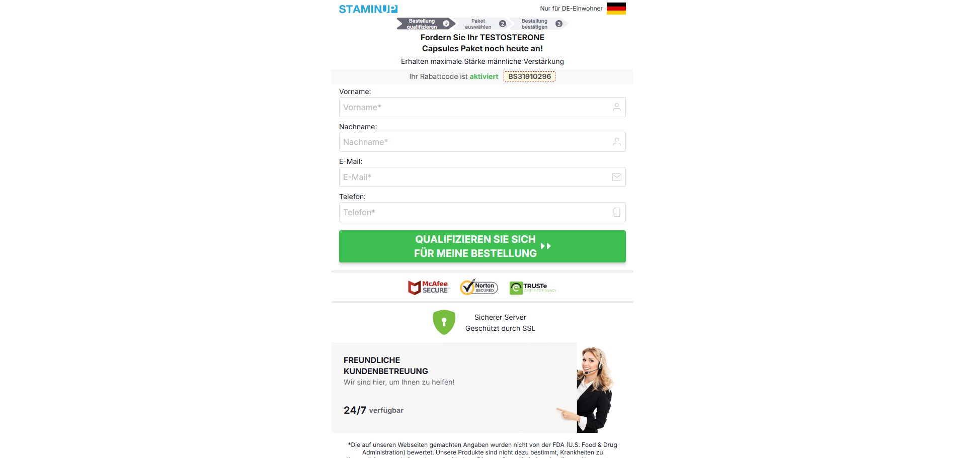 StaminUP Testosterone Capsules Produkt